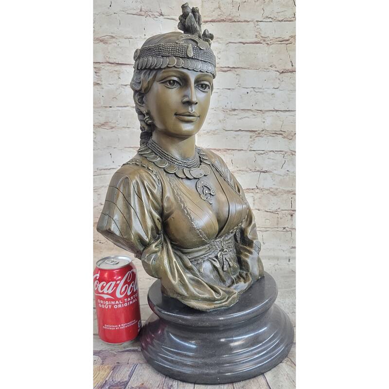 Native American Bust Of Woman Pocahontas Bronze Statue Sculpture Figure 19 Inches X 11 Inches