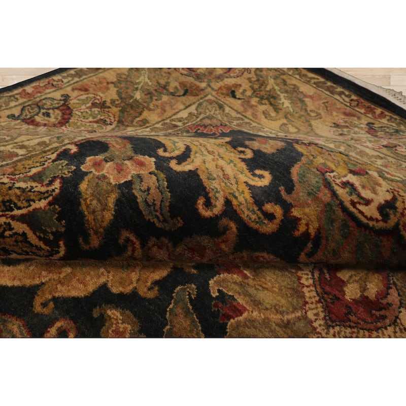 7'11''x10 Hand Knotted Wool Charcoal Agra Traditional Plush Pile Rug - 7' 11'' x 10'