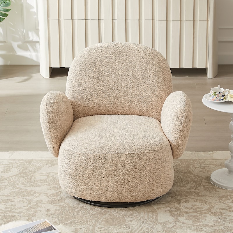 Fabric Swivel Accent Chair With Metal Legs