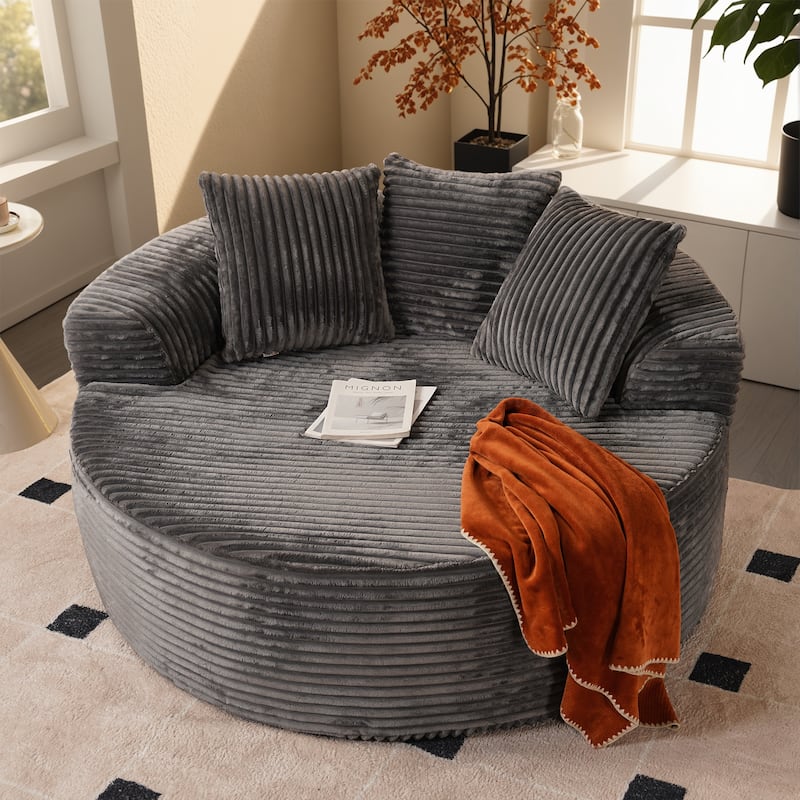 XIZZI Modern Round Plush Lounge Sofa with Cushions