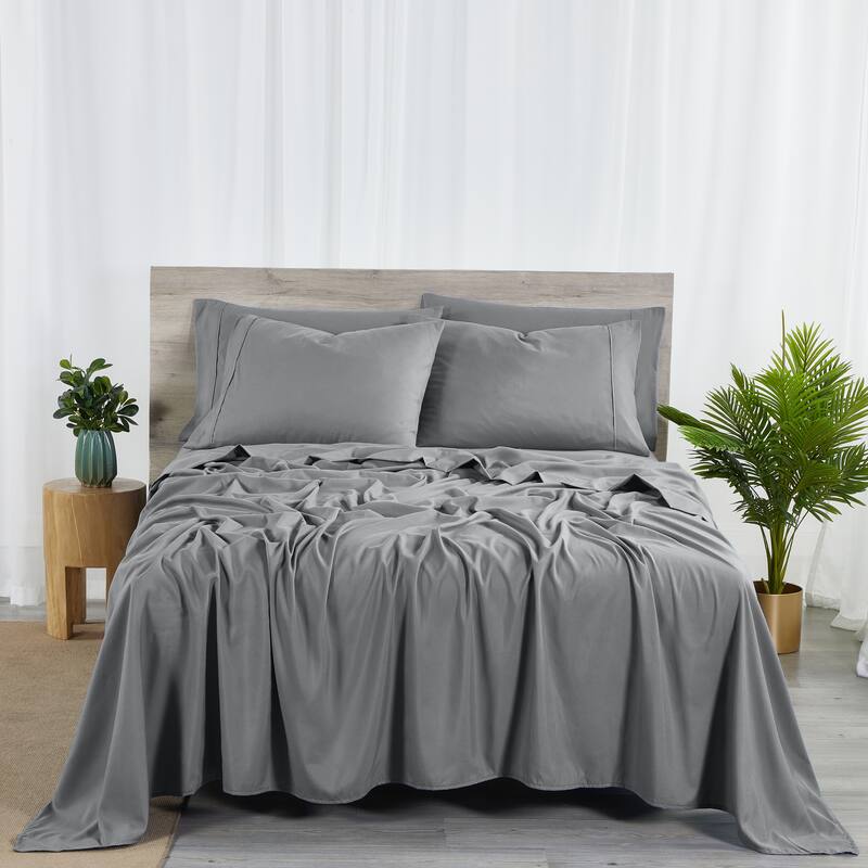 Bibb Home 2000 Count 6-Piece Rayon from Bamboo Sheet Set - Full - Charcoal Grey