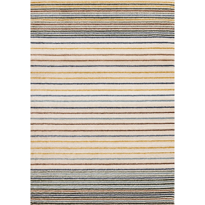 HomeRoots Striped Modern Rectangle Area Rug - 5' X 8'