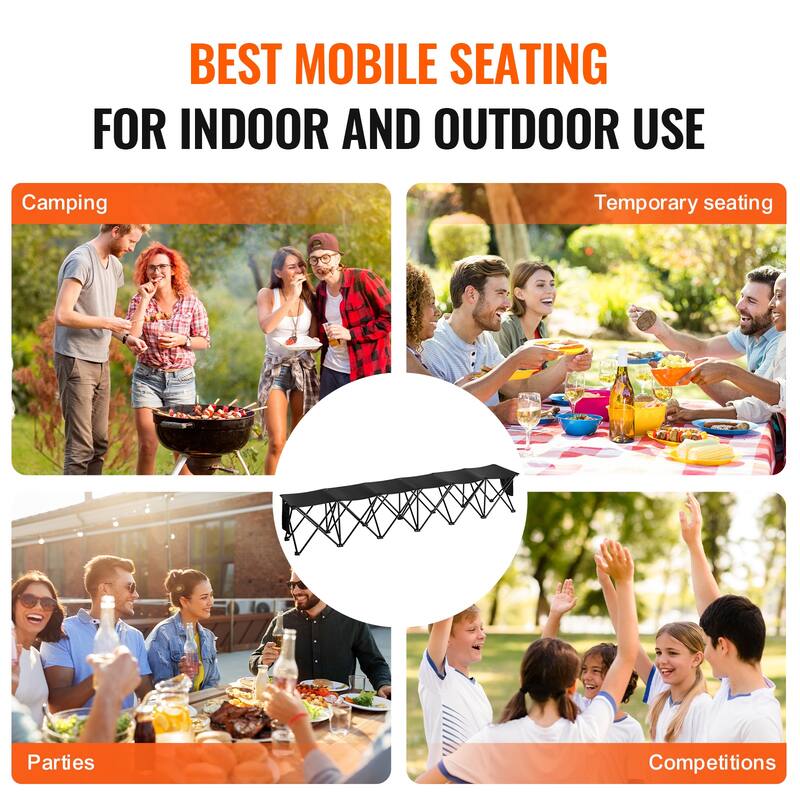 Portable Folding Bench for Football Fishing, No Assembly Instant Seating