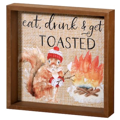 National Tree Company Shadow Box with Cute Squirrel Hanging Wall Art Decoration, Autumn Collection, 8 inches - 8 in