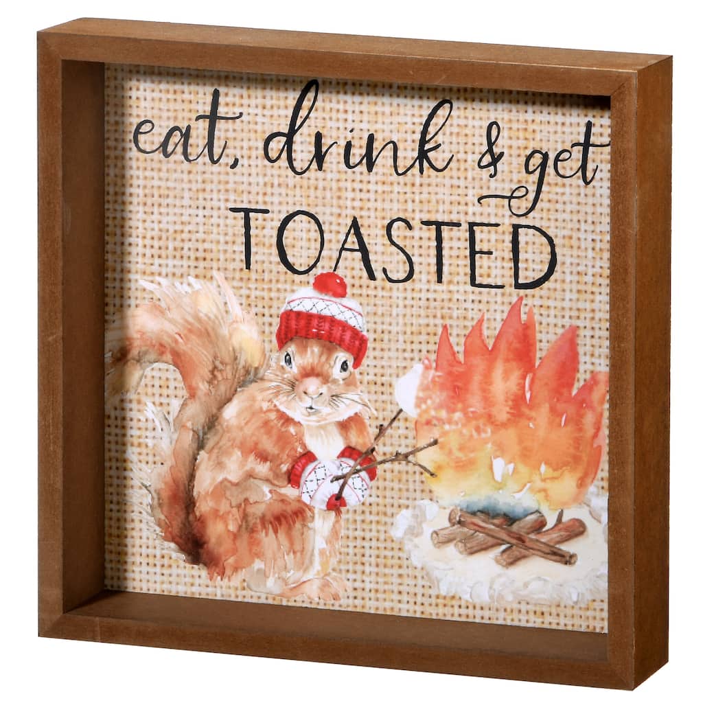 National Tree Company Shadow Box with Cute Squirrel Hanging Wall Art Decoration, Autumn Collection, 8 inches - 8 in