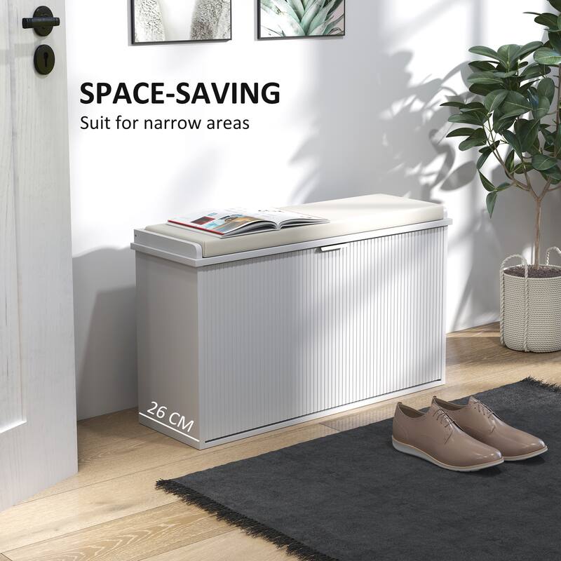 Particleboard and MDF Shoe Storage Bench with Cushion Seat and Drawer Cabinet