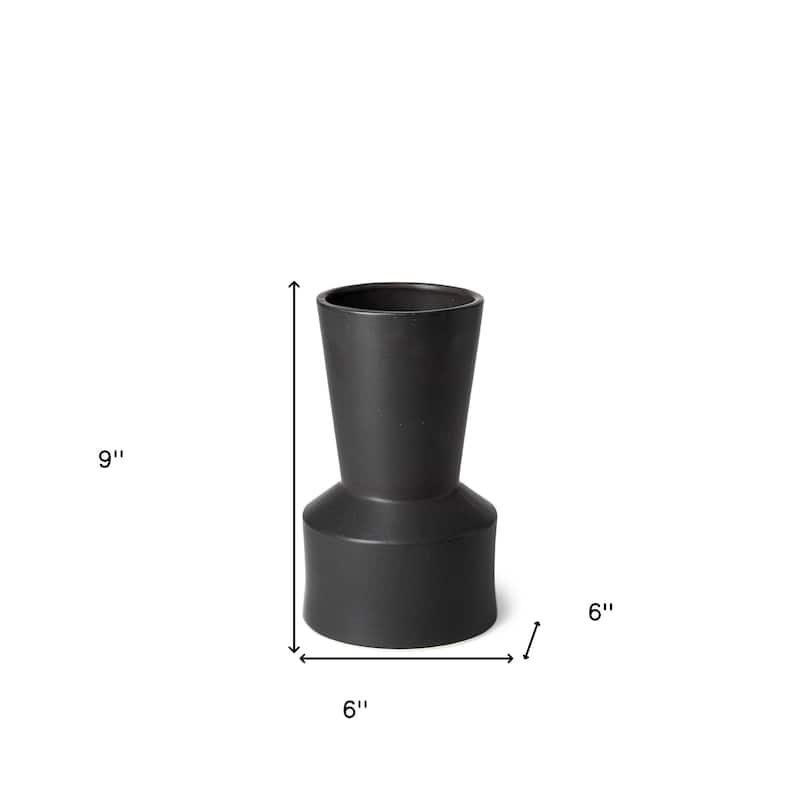 HomeRoots 9" Black Abstract Cylinder Ceramic Table Vase