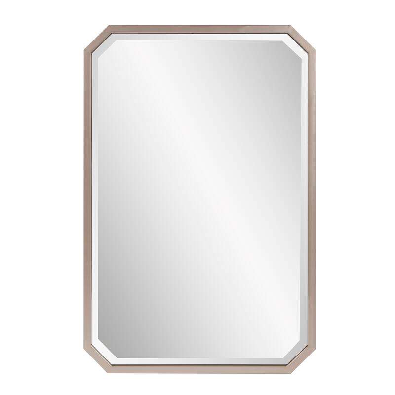 Allan Andrews Matte Warm Silver Elongated Octagonal Beveled Wall Mirror - 36"H x 24"W