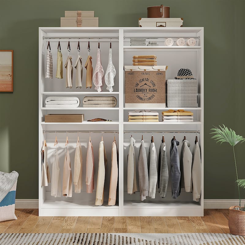 Cimly 36'' Freestanding Closet System with 2 Hanging Rods, Closet Organizer with 2 Adjustable Shelves