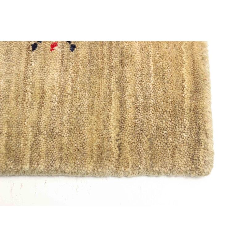 ECARPETGALLERY Hand Loomed Kashkuli Gabbeh Khaki Wool Rug - 4'0 x 5'9