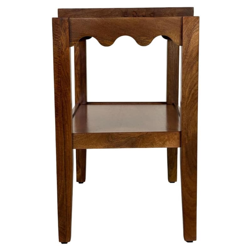 Carolina Chair & Table Rectangular Side Table, Mango Wood, Decorative Scallop Edge, 17L x 28W x 28H inches
