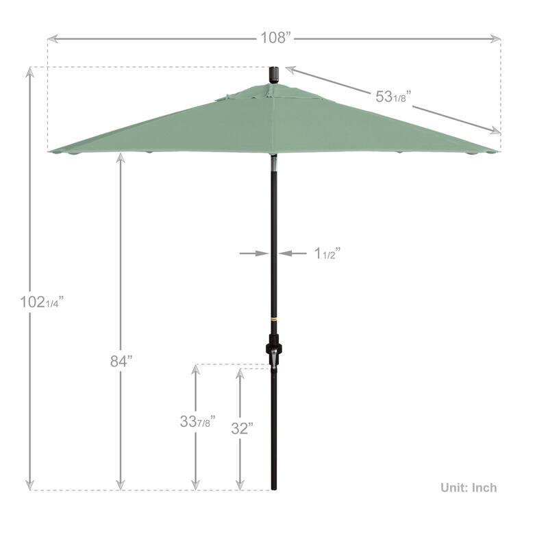 California Umbrella 9' Rd. Aluminum Patio Umbrella, Deluxe Crank Lift with Collar Tilt, Bronze Frame Finish, Pacifica Fabric