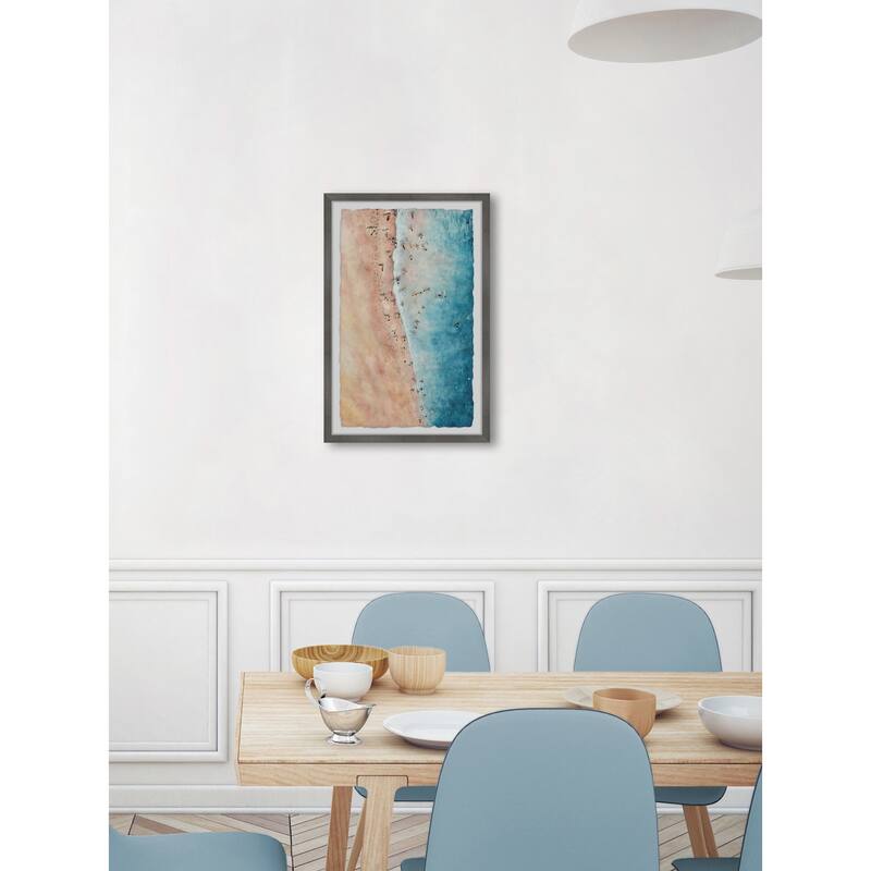 Beach Scene Framed Painting Print - Coastal Wall Art Decor - Home Stock Elegant Escape