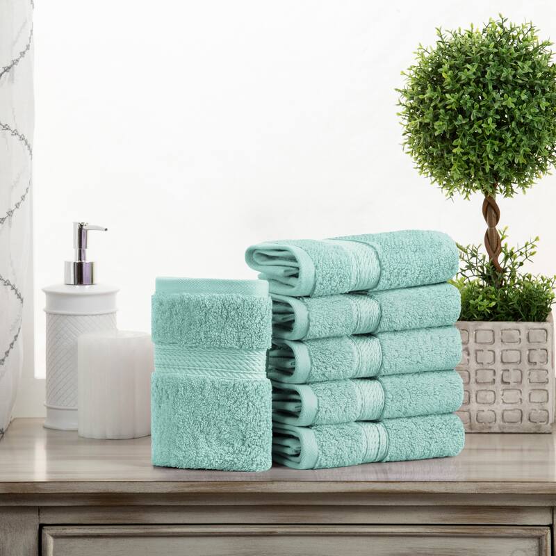 Superior Marche Egyptian Cotton 6 Piece Face Towel Set - Sea Foam