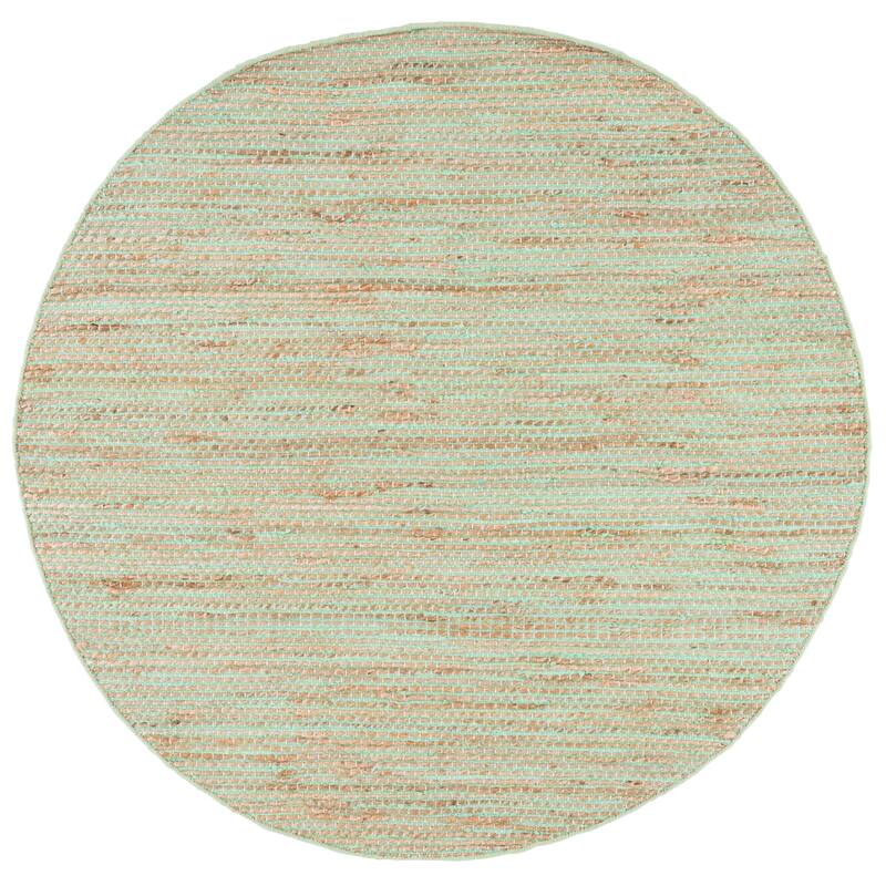 SAFAVIEH Handmade Cape Orania Cod Jute & Cotton Rug - 6' Round - Green/Natural