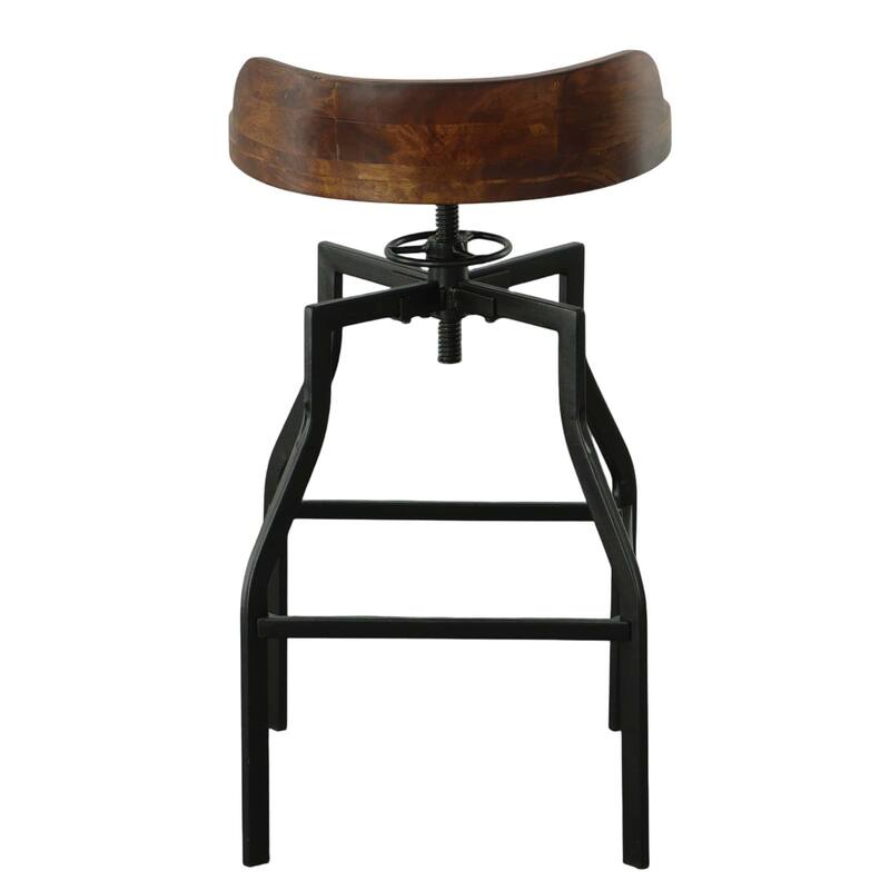 Geometric Base Adjustable Barstool - 29.25" - Chestnut Brown and Black
