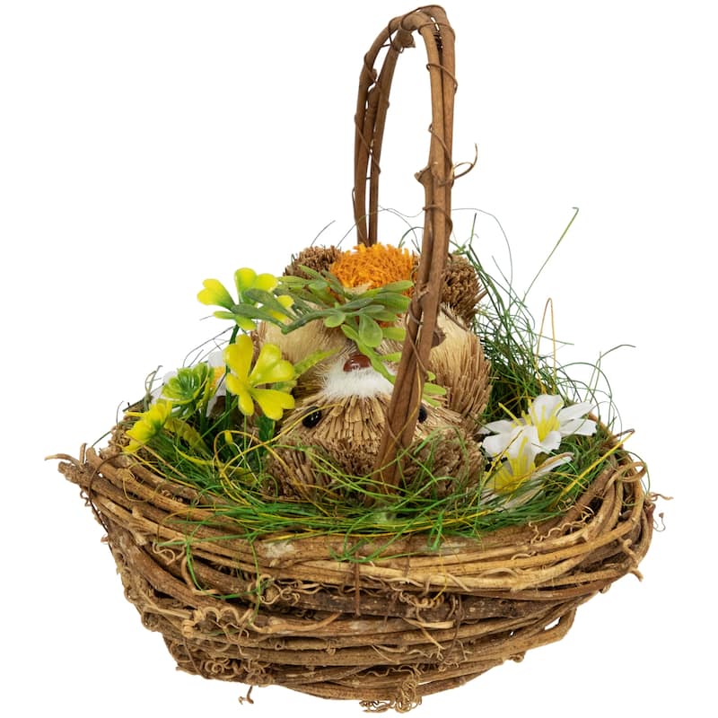 Sisal Easter Bunny in Woven Basket Decoration - 6.5"
