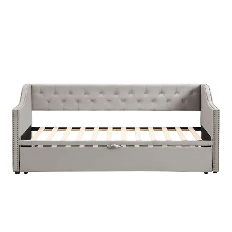Upholstered Sofa Bed with Pop-Up Bed Frame