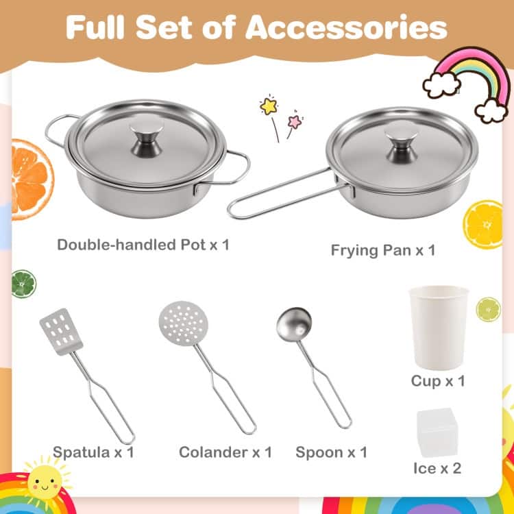MDF Kids Corner Play Kitchen with Lights, Sounds and Ice Maker - 52" × 18.5" × 36"