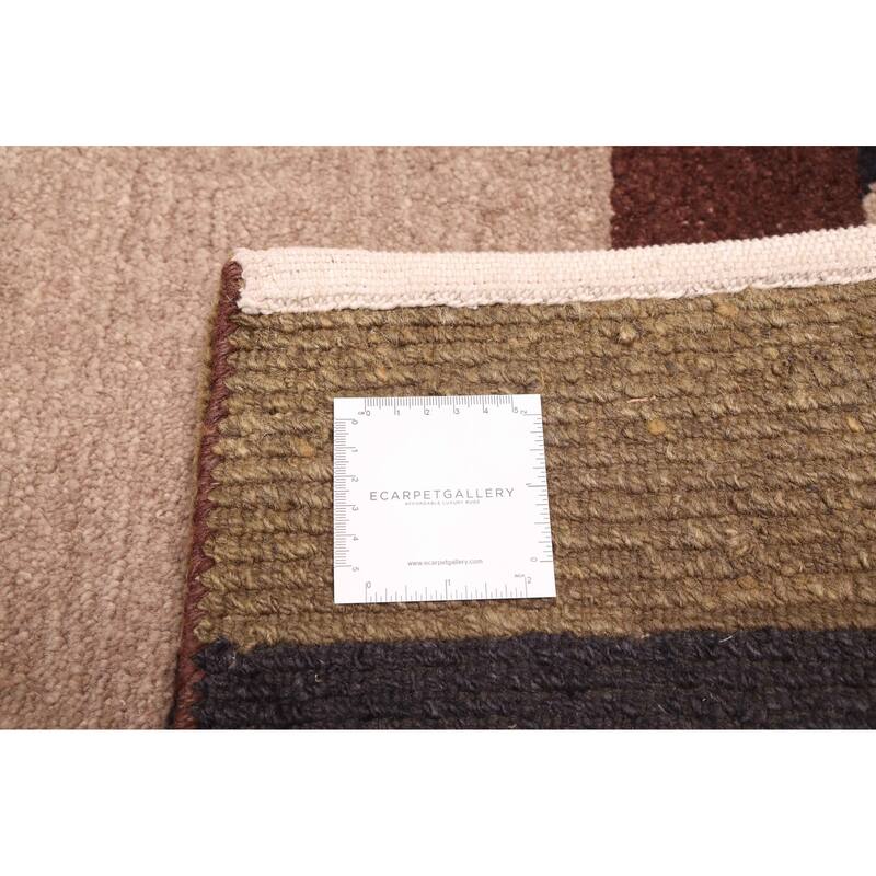 ECARPETGALLERY Hand-knotted Opulence Dark Brown Wool Rug - 4'1 x 5'11