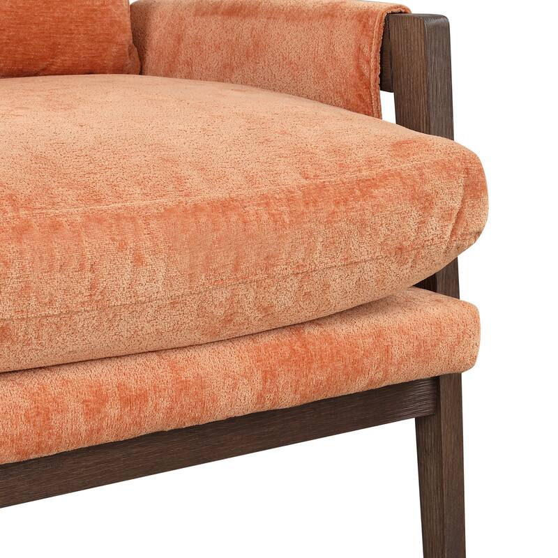 Roomfitters Mid-Century Modern Accent Chair, Velvet Upholstery with Solid Wood Frame and Plush Cushion, Ideal for Living Room