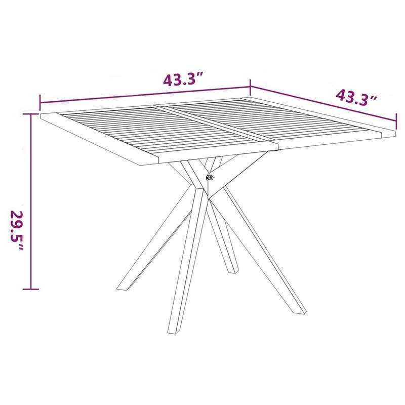 Patio Outdoor Dining Table, 43 Inch Square Natural Brown Acacia Wood - Natural Brown