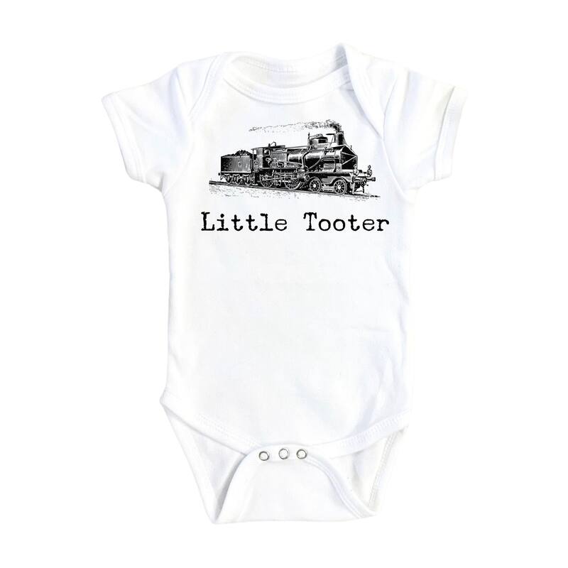 Train Little Tooter - Baby Boy Girl Clothes Infant Bodysuit Funny Cute Newborn - White - 3-6M