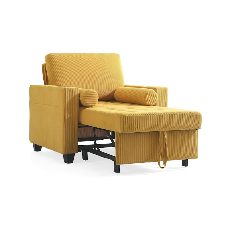 39" Adjustable Recline Convertible Sleeper Accent Chair with USB Port