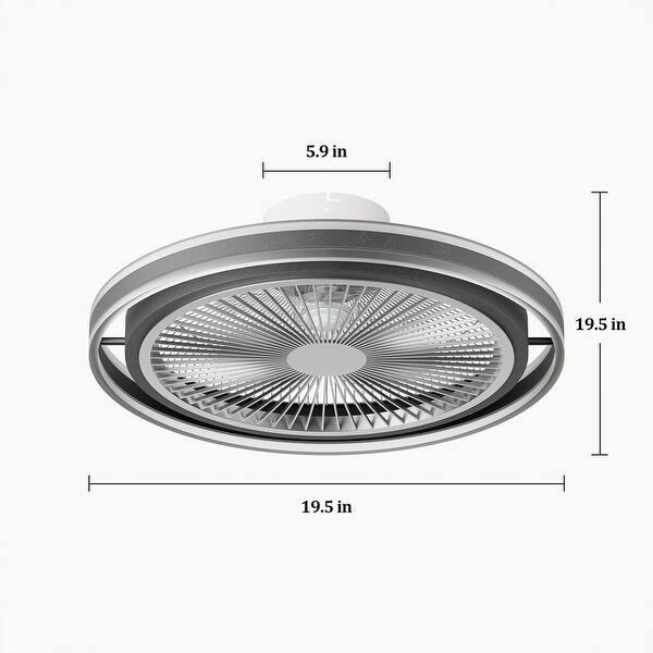 19.6 in. LED Modern Indoor Black Enclosed Low Profile Flush Mount ...