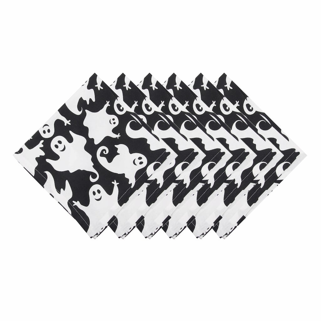 Hey Boo Ghosts Halloween 100% Cotton Cloth Napkins Set of 6