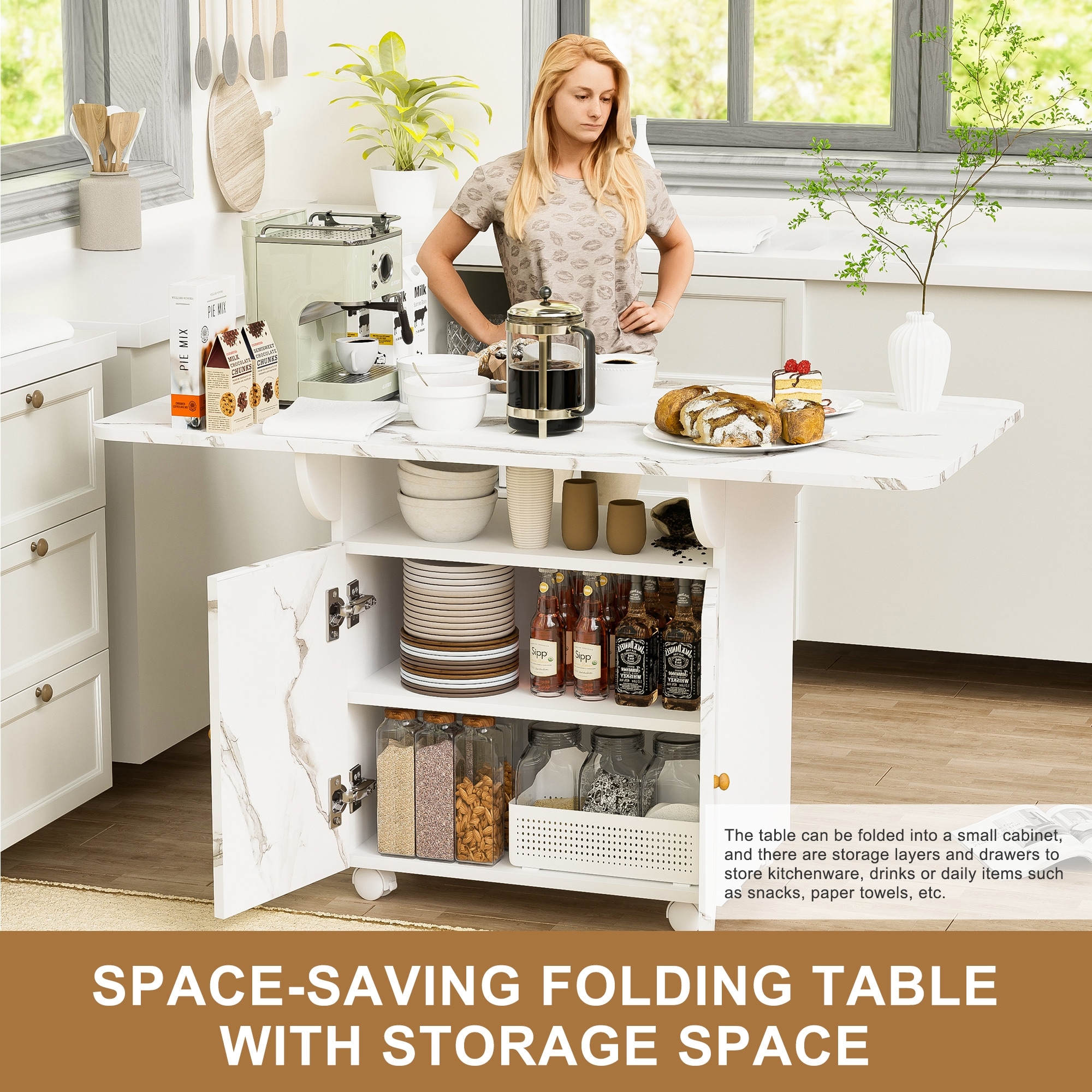 Kitchen Island with Storage Rack and Cabinet Bed Bath Beyond 42109666