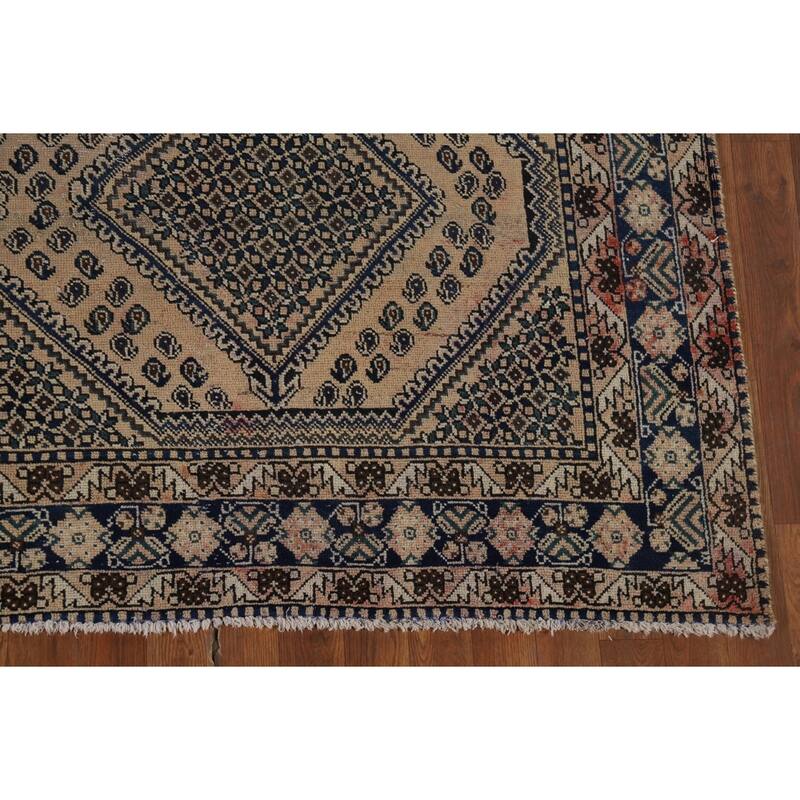 Distressed Bakhtiari Vintage Persian Area Rug Hand-Knotted Wool Carpet - 7'0" x 9'8"