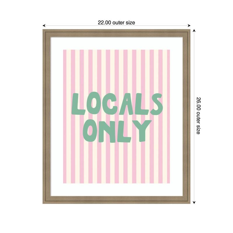 Kate and Laurel Locals Only Green and Pink Stripes by Megan Ryan Framed Wall Art Print