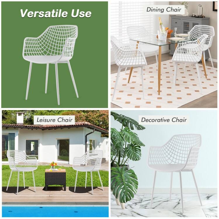 Set of 4 Heavy Duty Modern Dining Chair with Airy Hollow Backrest - 22.5" x 21" x 34"
