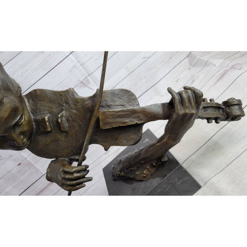 Abstract Modern Art Female Violin Fidler Player Bronze Marble Sculpture Statue