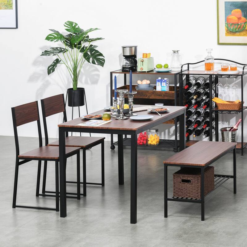 HOMCOM 4-piece Industrial Dining Table Set