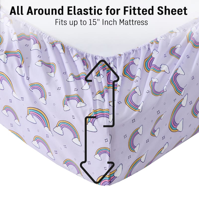 HLC.ME Printed Kids Bed Sheets - Patterned Bed Sheet Set - Wrinkle Resistant & Ultra Soft - For Mattresses up to 15 Inches Deep