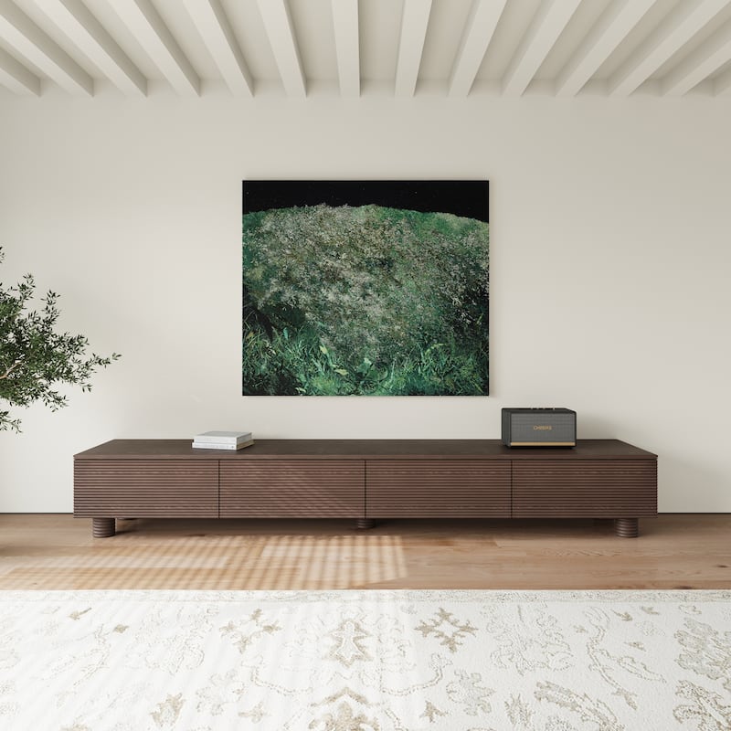 78.74 Mid Century Modern TV Stands, Dark Brown Solid Wood Media Consoler, Fully assembled - 78.74 - Dark Brown