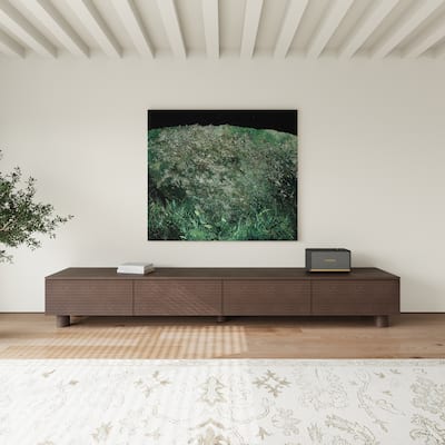 78.74 Mid Century Modern TV Stands, Dark Brown Solid Wood Media Consoler, Fully assembled