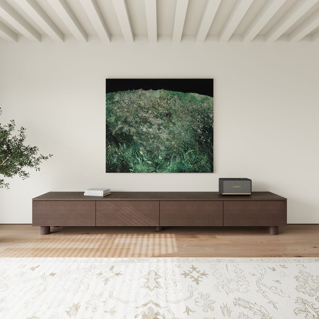 78.74 Mid Century Modern TV Stands, Dark Brown Solid Wood Media Consoler, Fully assembled