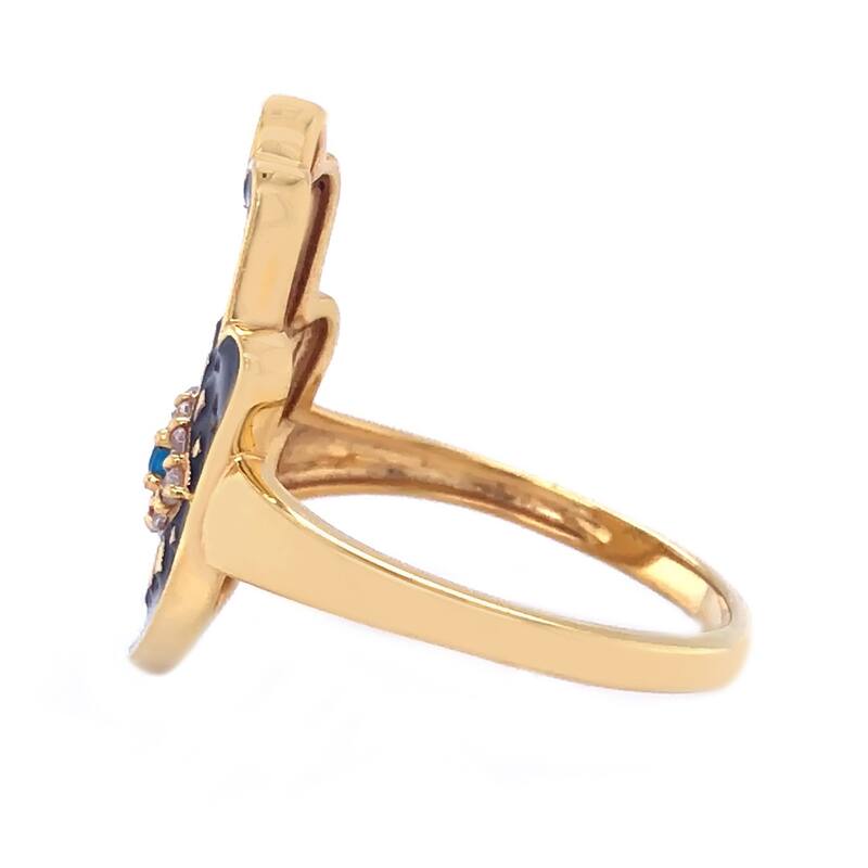 18K Yellow Gold Over Sterling Silver Neon Apatite, White Natural Zircon Ring