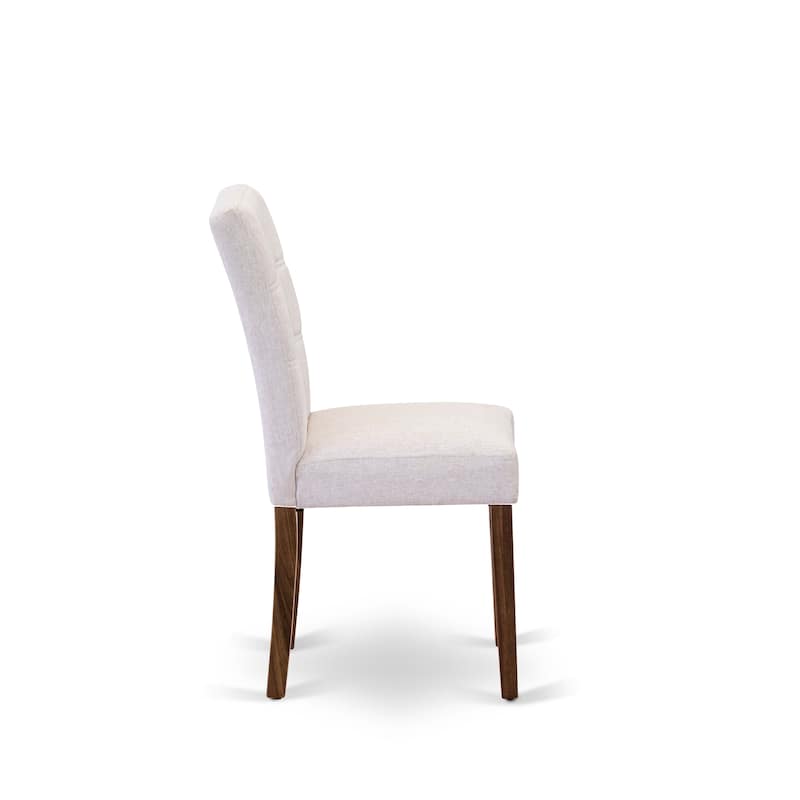 East West Furniture Dining Set Contains a Round Kitchen Table and Chairs, Antique Walnut (Pieces Options)