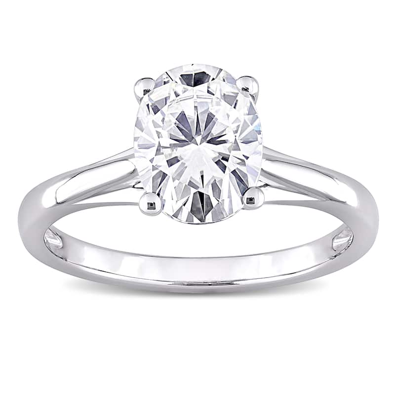 Miadora 2ct DEW Oval-cut Moissanite Solitaire Engagement Ring in 10k White Gold