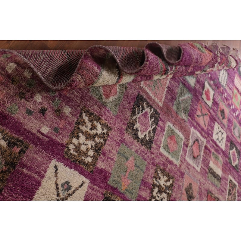 Purple Tribal Moroccan Oriental Large Area Rug Handmade Wool Carpet - 9'3" x 14'6"