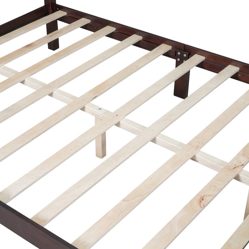 Wood Queen/Full Size Wood Platform Bed with Wooden Slat Support