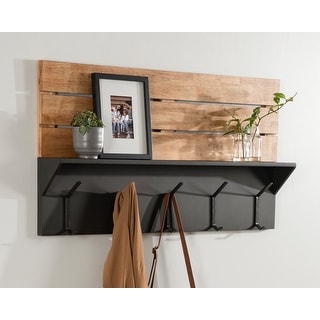 Kate and Laurel Samuels Wall Shelf with Hooks - 42x5x22