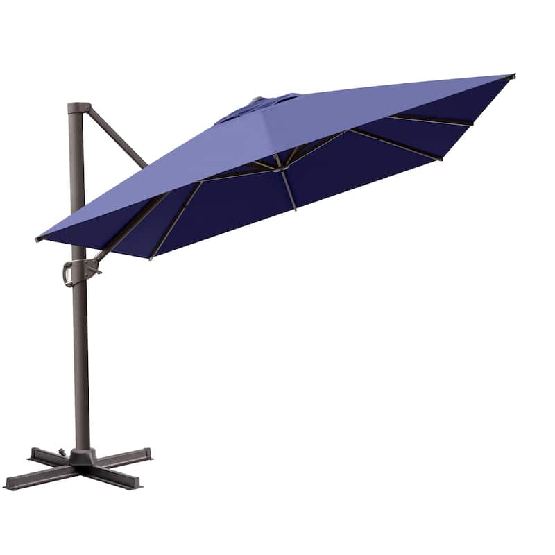 10 x 13 FT Luxury Aluminum Outdoor Shade Canopy Patio Cantilever Offset Umbrella with 360-degree Rotation