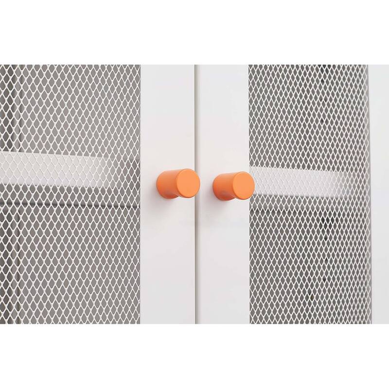 Minimalist Shoe Cabinet with Adjustable Mesh Doors