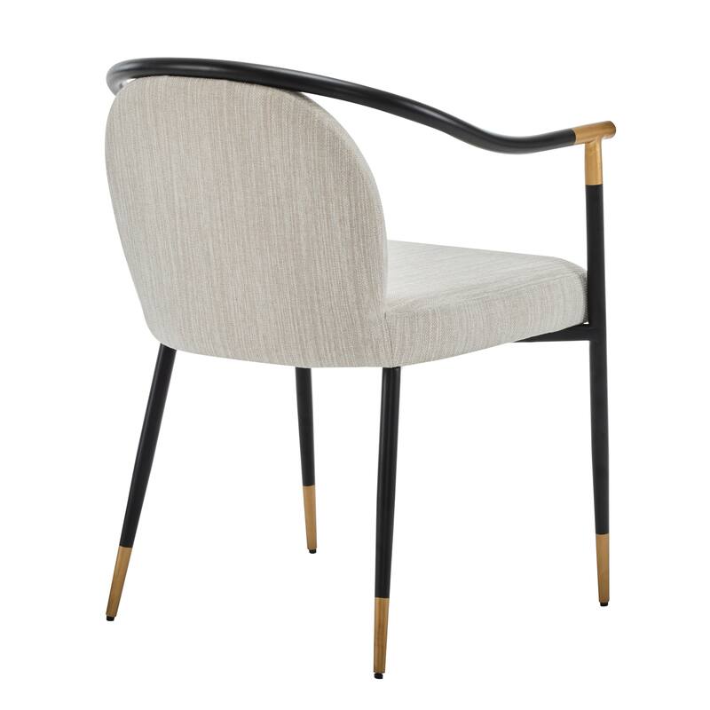 Roomfitters Modern Upholstered Dining Chair with Metal Frame, Elegant Curved Arm Design, Comfortable Accent Seating