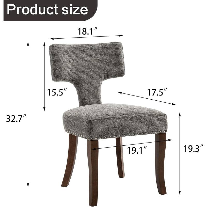 Upholstered Mordern Design T Back Dining Side Chair- Set of 2